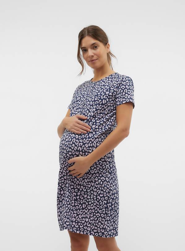 MAMALICIOUS Hira Lia Leo Short Sleeve Jersey Maternity & Nursing Nightgown  S